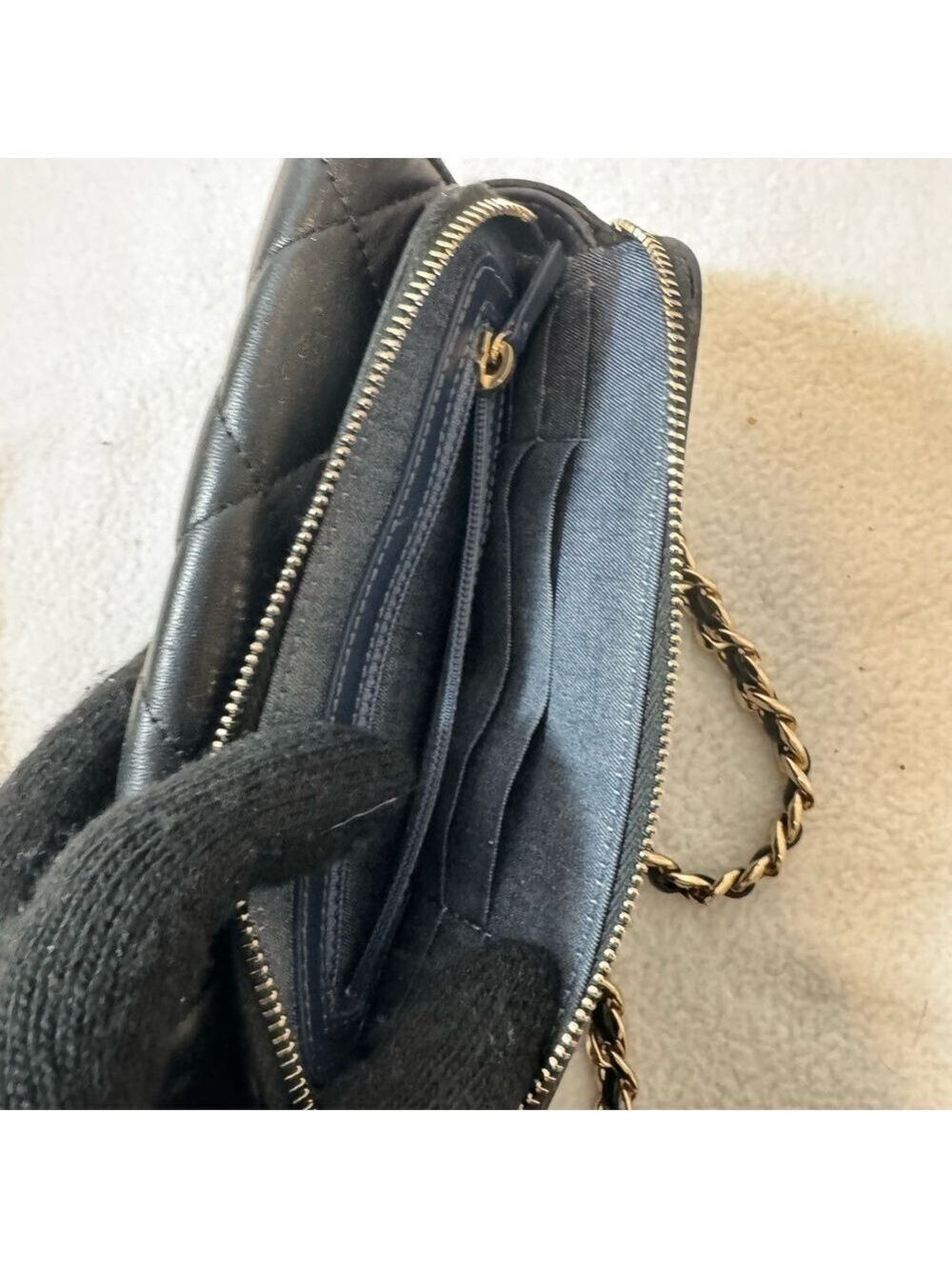 Chanel Mini Quilted Lambskin Chain Crossbody Bag Black Gold Hardware COA - Picture 11 of 16